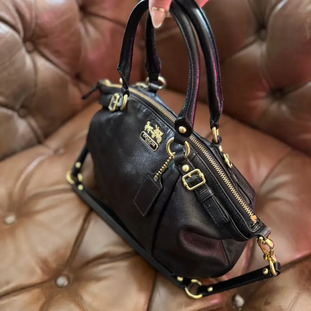 Coach Madison Sophia Black Leather Satchel Shoulder Bag 18609